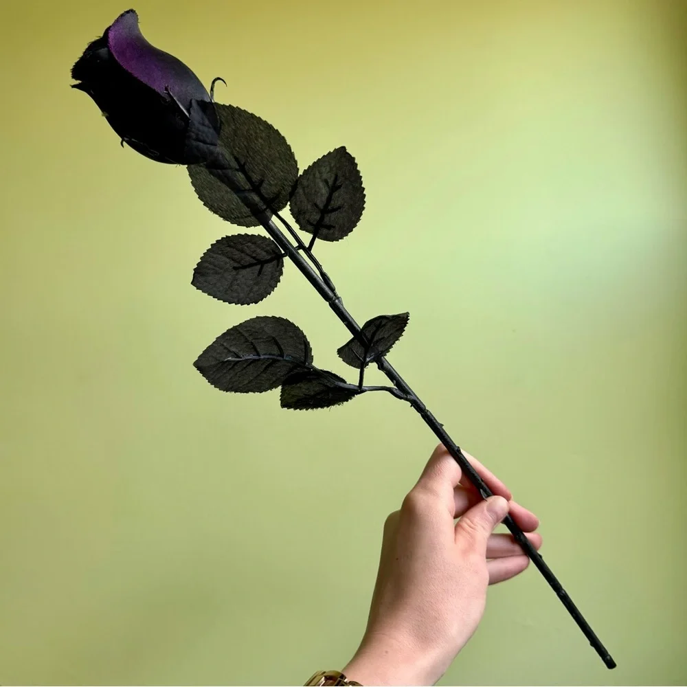 Black Purple Faux Rose Spooky Halloween Costume Decor Y2K Emo Goth Whimsigoth